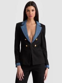 Mya Blazer In Blackliana Blue Alice Olivia at Alice + Olivia